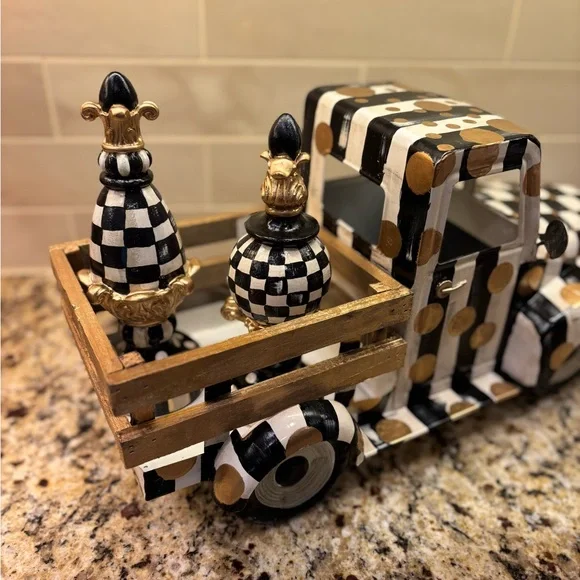 Checkered Black and White Decorative Truck
